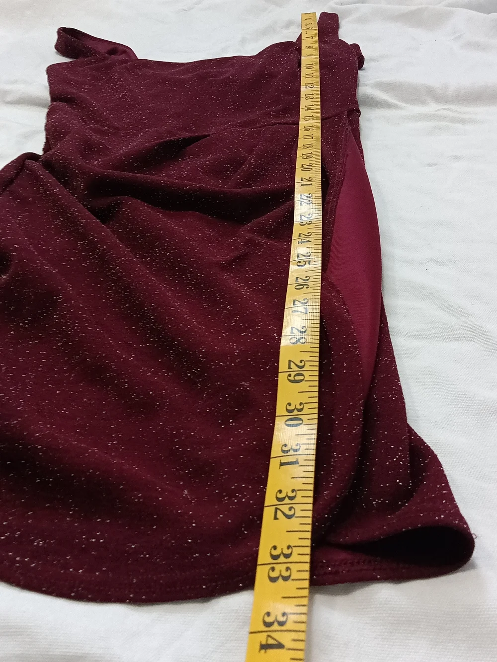 Francesca's Collections Small Sparkling Burgundy Wine Mini Faux Wrap Dress